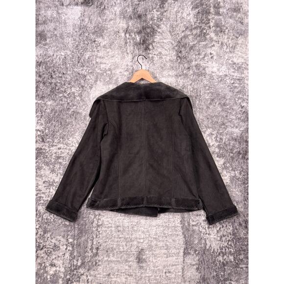 Johnny Was Jacket Large Womens Pete Greta Gray Faux Sherpa Fur - Picture 3 of 8